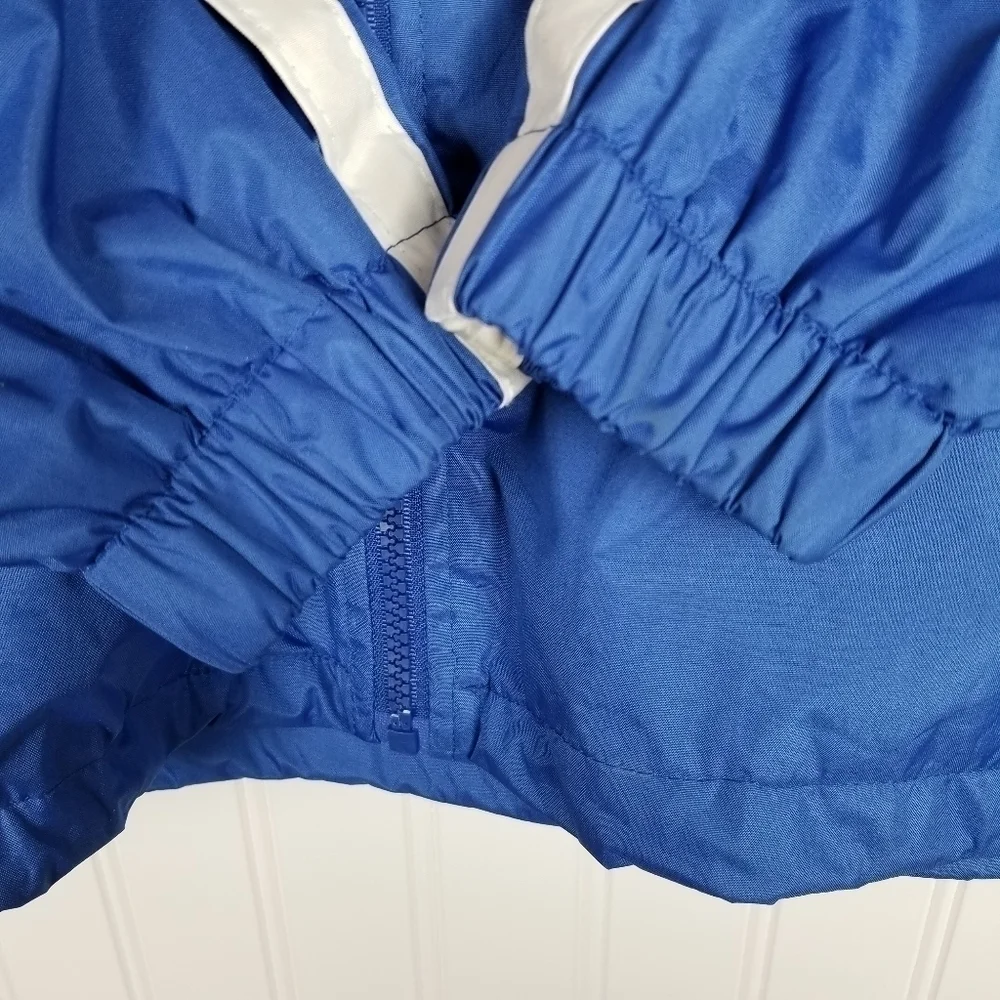 Woods Hole Mass Windbreaker Jacket Full Zip Kenpo Mens Size XL Blue Hood Stripe